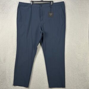 01.Algo Men Chino Golf Pants 42 Navy Blue Performance Tech Flat Front Pocket NEW